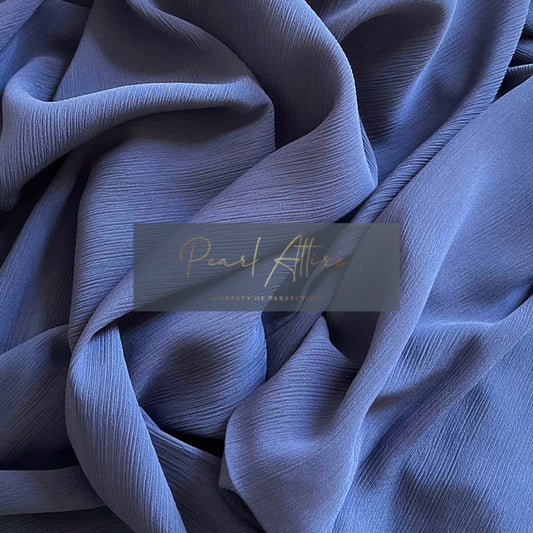 Ribbed chiffon crepe royal navy